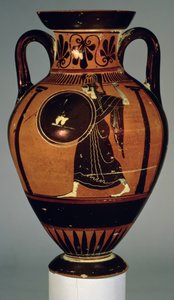 Attische zwartfigurige amfoor met afbeelding van Athena, 5e eeuw v.Chr.